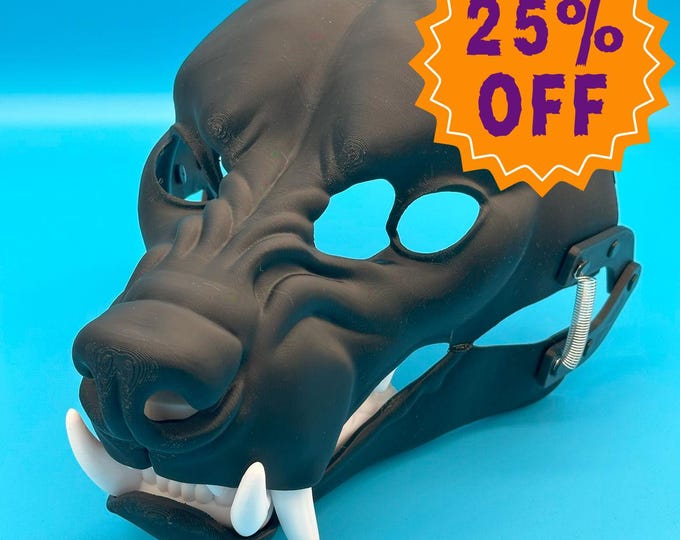 Snarl Hyena Fursuit Head Base with Teeth set and Moving Jaw, 3D Printed