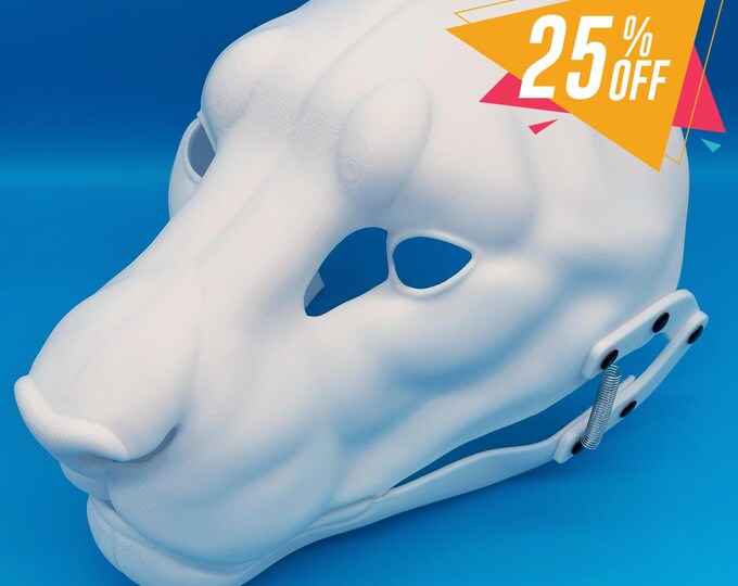 Lion Fursuit Head Base with Moving Jaw, Hinges / Realistic /3D printed