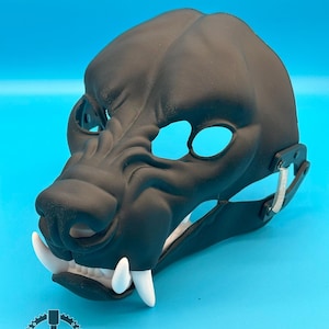 Snarling Hyena Fursuit Head Base Realistic 3D Printed Moving Jaw Teeth Set Blank