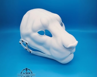 Lion Fursuit Head Base, 3D Printed Moving Jaw Feline Blank