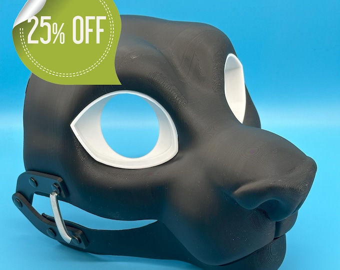 Feline Fursuit Head Base with Moving Jaw - 3D Printed , Semi-Toony style