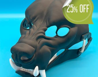 Snarl Hyena Fursuit Base Head + Teeth set / realistic / moving jaw / 3D printed