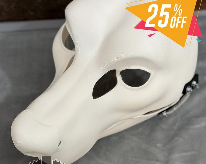 Canine / Dog Fursuit Head Base with Moving Jaw, Hinges /Semi Realistic / 3D printed