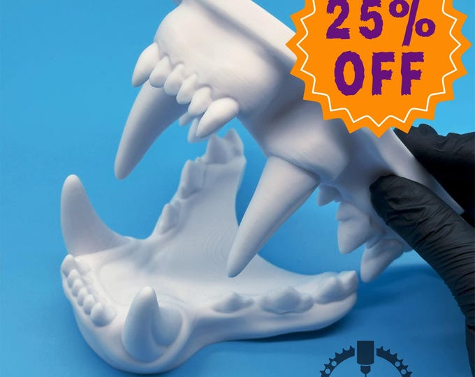 Realistic 3D Printed Lion Fursuit Jaw Set with Enhanced PLA+ Teeth for Feline Headbase