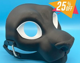 Feline Fursuit Head Base with Moving Jaw, Hinges / Semi toony/ 3D printed