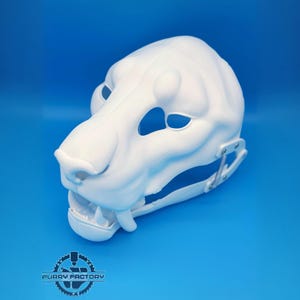 Smilodon Fursuit Head Base Sabertooth Cat Realistic 3D Printed Moving Jaw Pre-Cut Blank