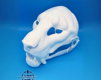 Smilodon Fursuit Head Base Sabertooth Cat Realistic 3D Printed Moving Jaw Pre-Cut Blank