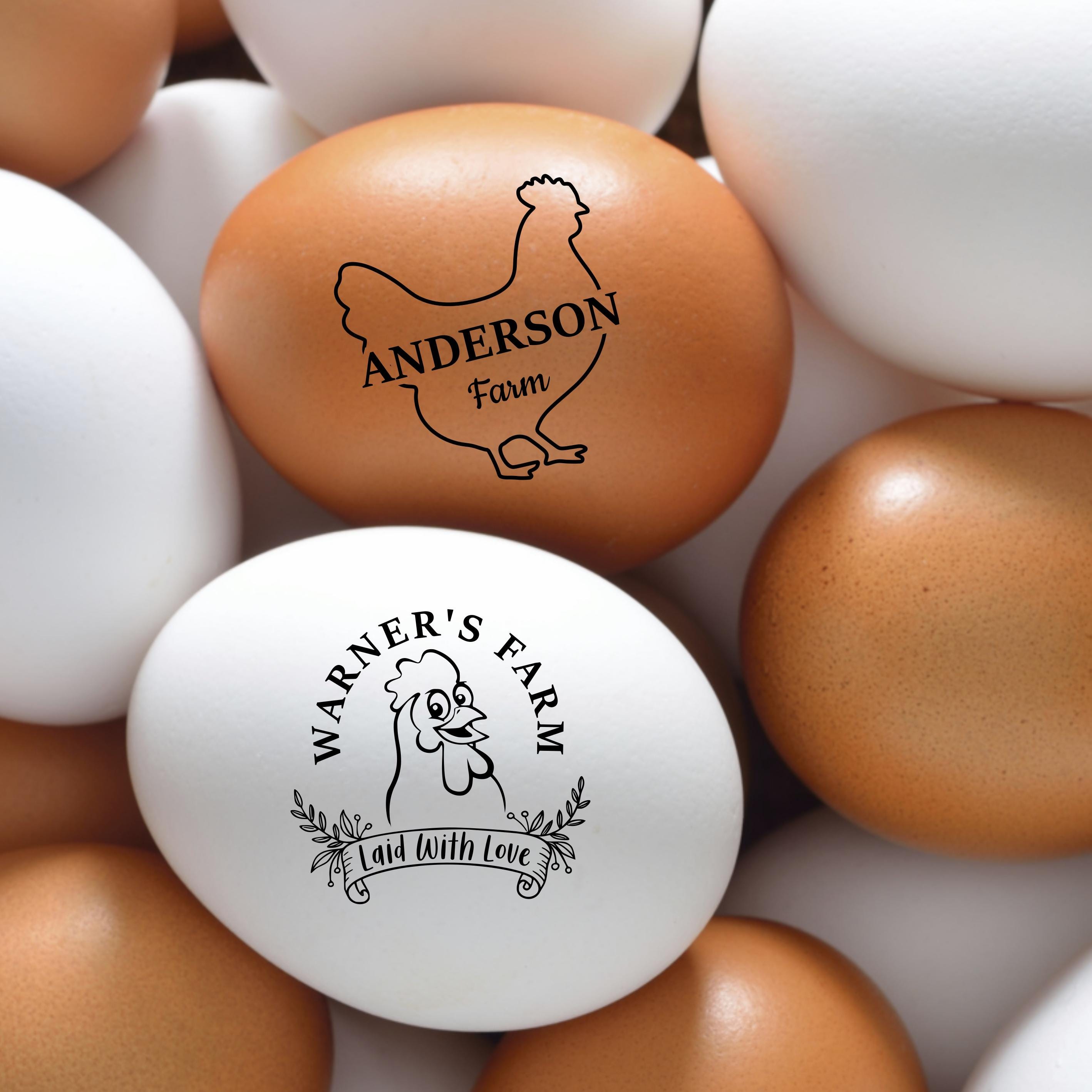Chicken Egg Stamp Custom For Egg Coop Farm, Minimal Hen Design For ...