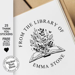 SELLO DE LIBRO / Sello de biblioteca personalizado / Sello en relieve / De la biblioteca de sellos / Amante de los libros / Sello personalizado / Sello en relieve de libros