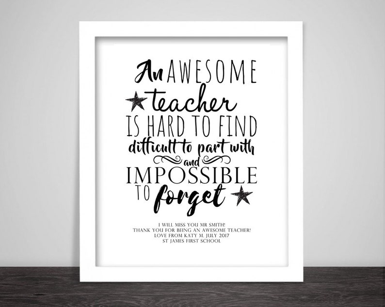An Awesome Teacher Print Personalised Print Teacher Gift | Etsy