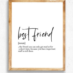 Best Friend Definition Print Best Friend Gift Wallart image 2