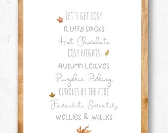 Lets Get Cosy Autumn Print | INSTANT DOWNLOAD