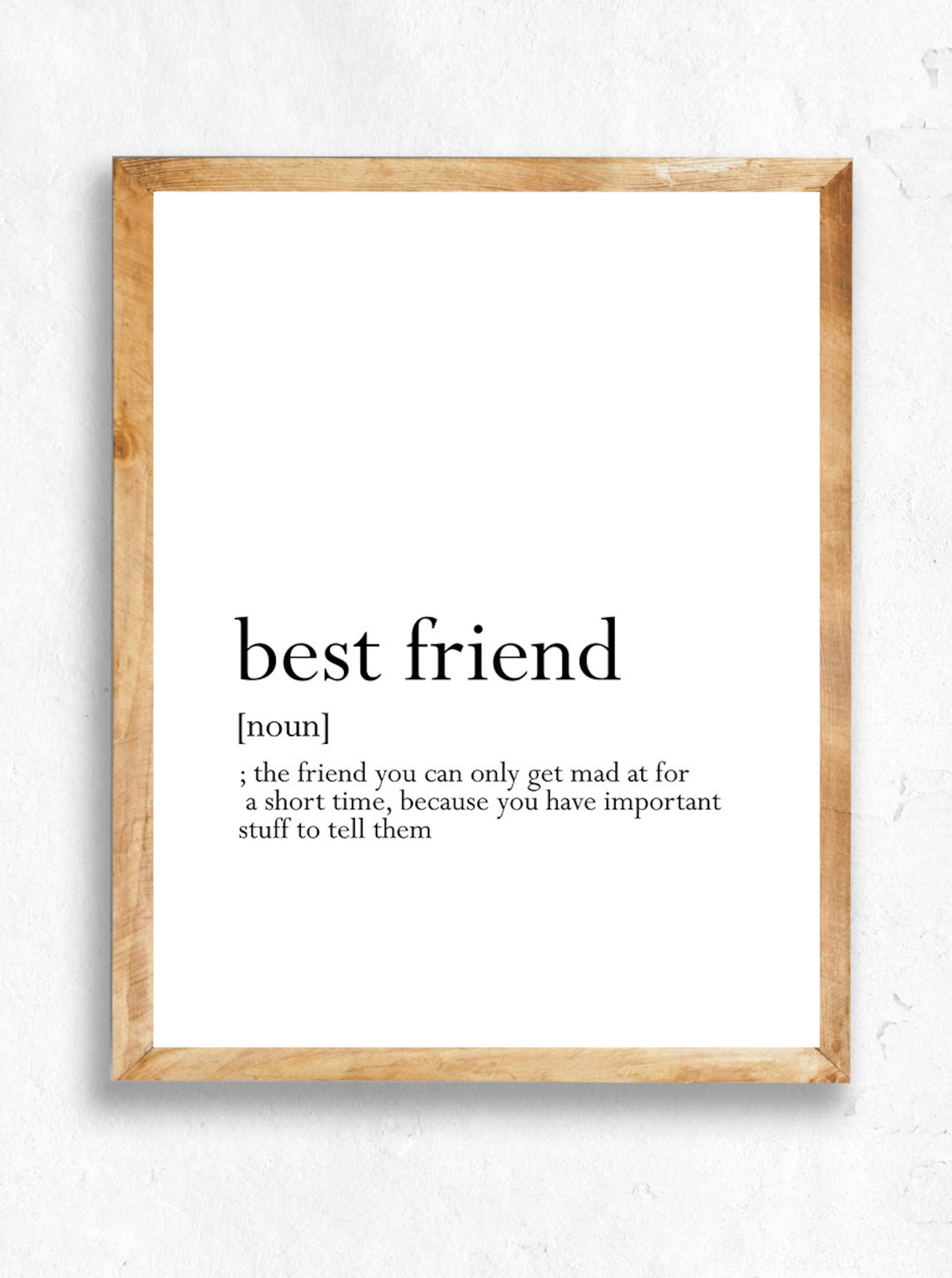 Best Friend Definition Print Best Friend Gift Wallart Etsy
