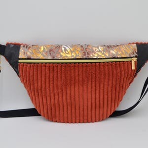 Sac banane XL, velours grosse côtes, simili cuir et toile imprimé léopard, cadeau femme
