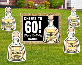 60th Birthday Yard Card Sign, Tequila Custom Lawn Card Sign