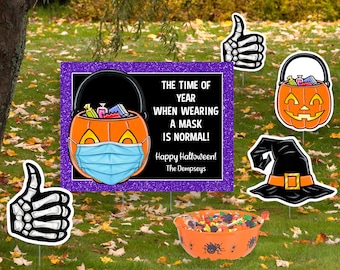 Self Serve Trick or Treat Quarantine Halloween Yard Sign, Customize Wording