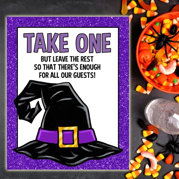 Trick or Treat Take One Sign Instant Download 2 Colors 8 X | Etsy