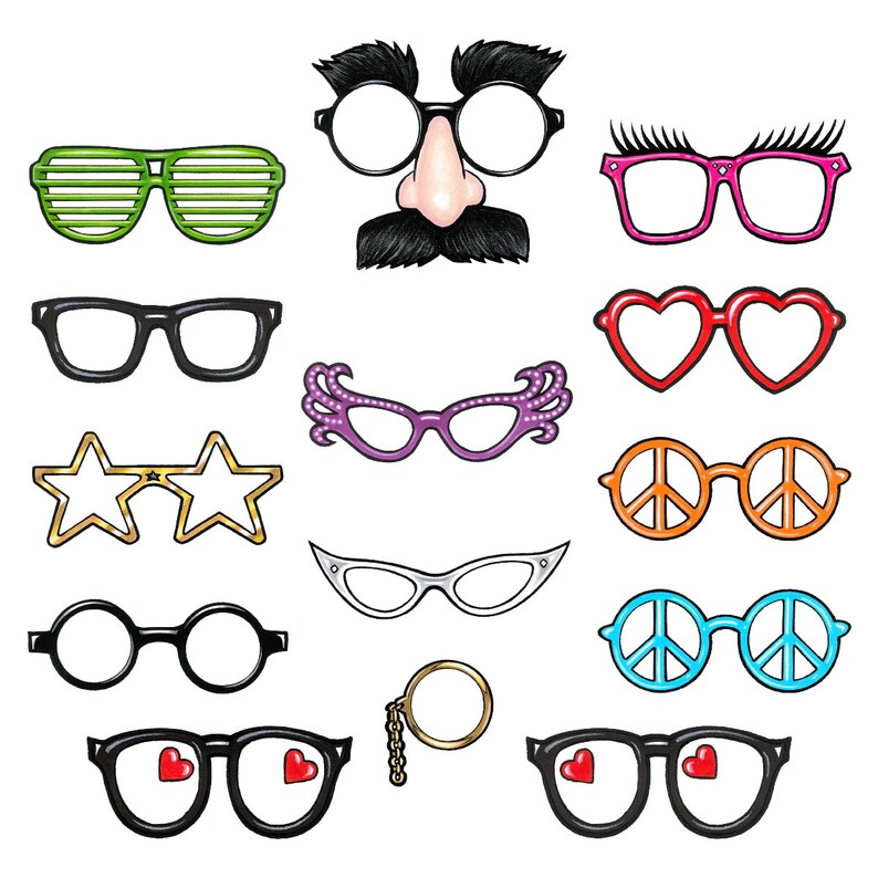 14 Photo Booth Props Fun Glasses Instant Download Free Etsy