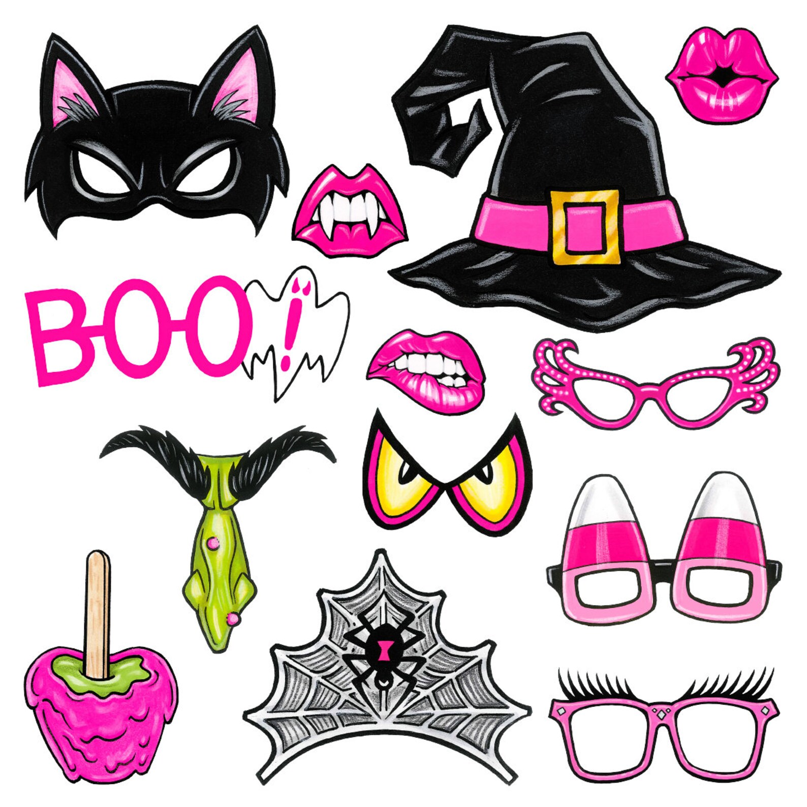 17 Pinkoween Halloween Photo Booth Props Instant Download Etsy