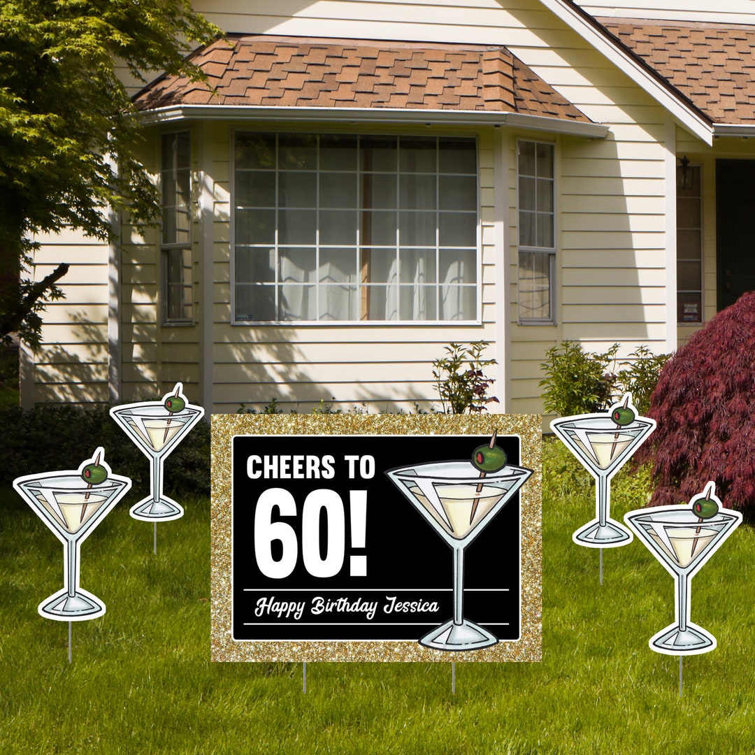 60th Birthday Yard Card Sign Custom Lawn Signs Outdoor Party Etsy