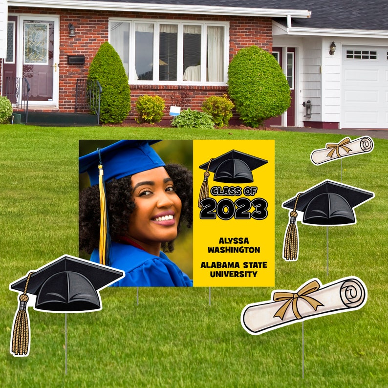 Graduation Photo Yard Card Sign, Choose Color 2023 Graduation Lawn Sign Etsy