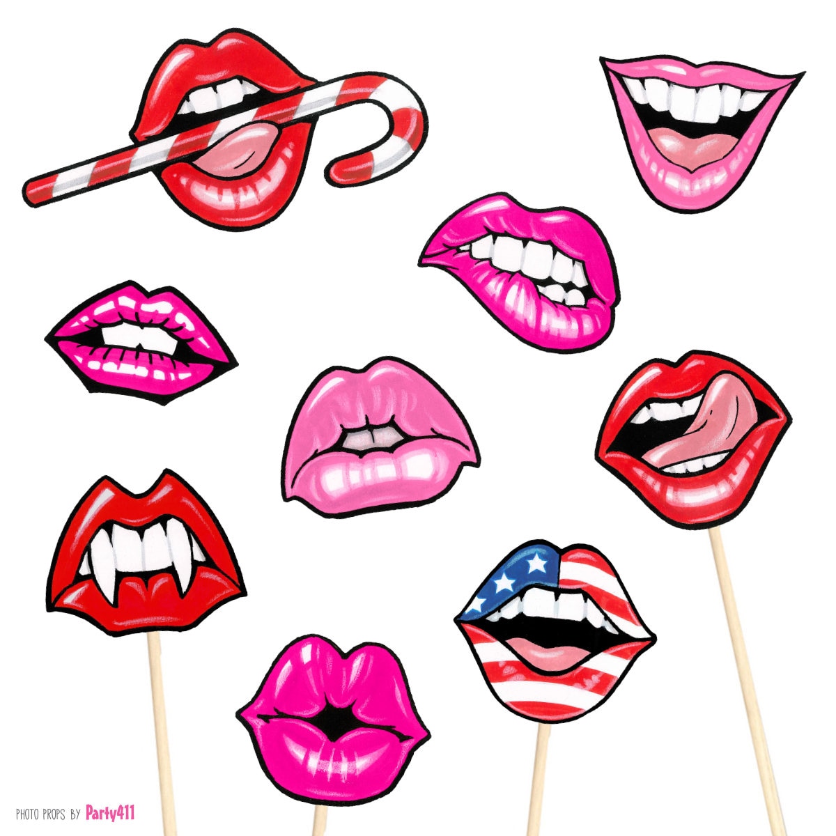 28 Lips Photo Booth Props Instant Download Free Photo Booth Sign