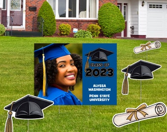 Graduation Photo Yard Card Sign, Choose Color - 2023 Graduation Lawn Sign