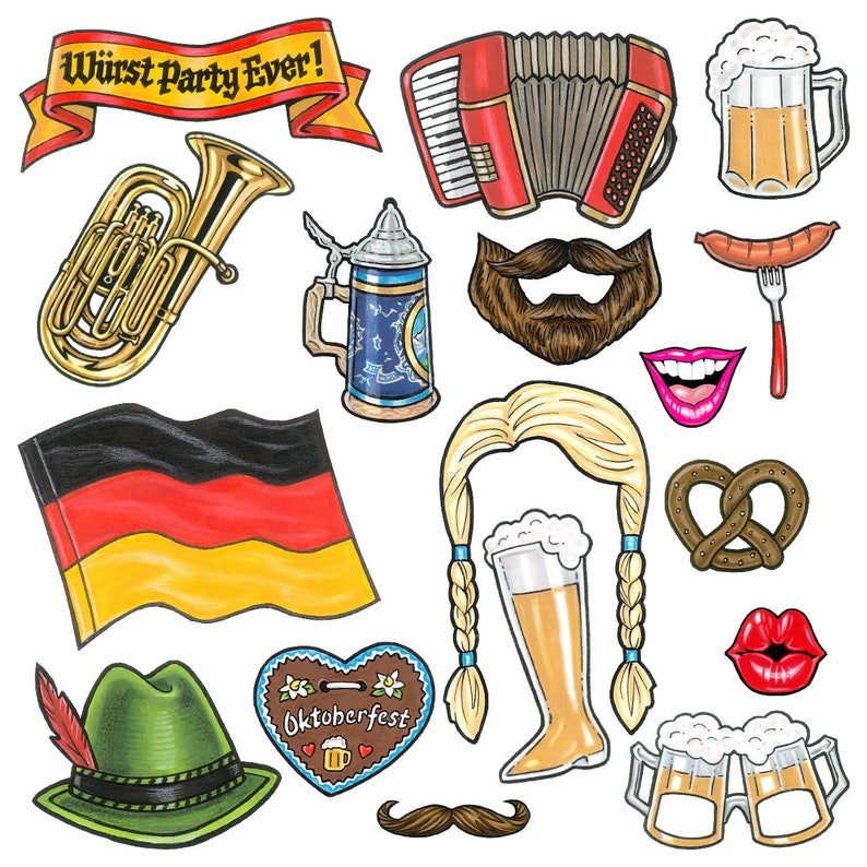 18 Oktoberfest Party Photo Booth Props Instant Download | Etsy