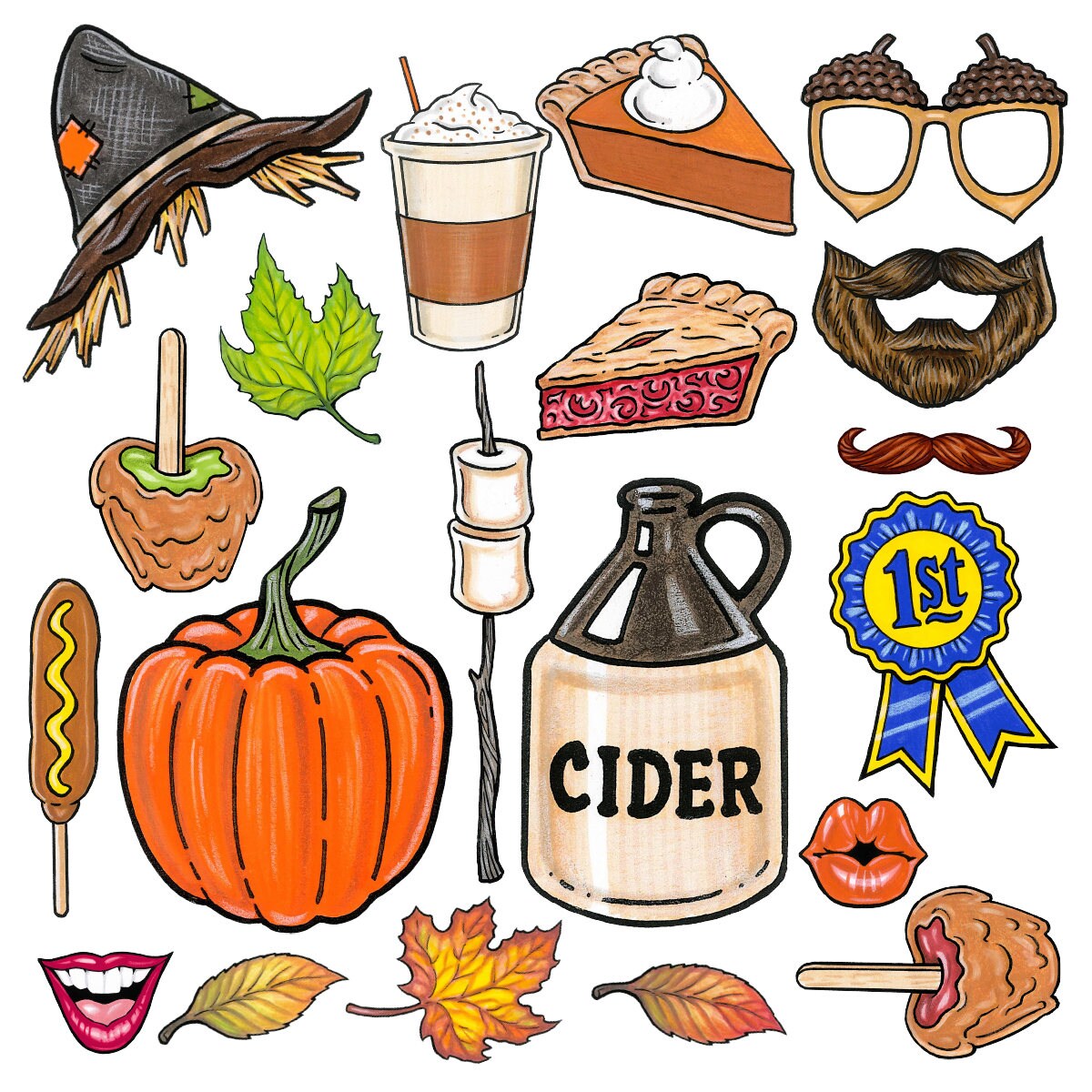 20 Fall Festival Autumn Party Photo Booth Props Instant - Etsy UK