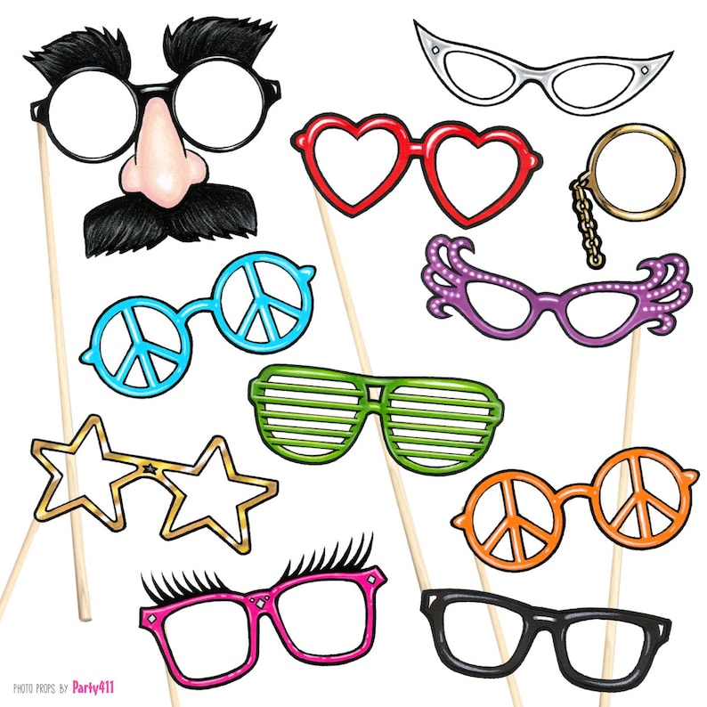 14 Photo Booth Props Fun Glasses Instant Download Free Etsy