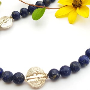 Lapis-Lazuli, matt, Kette, Halskette, Silber Bild 1