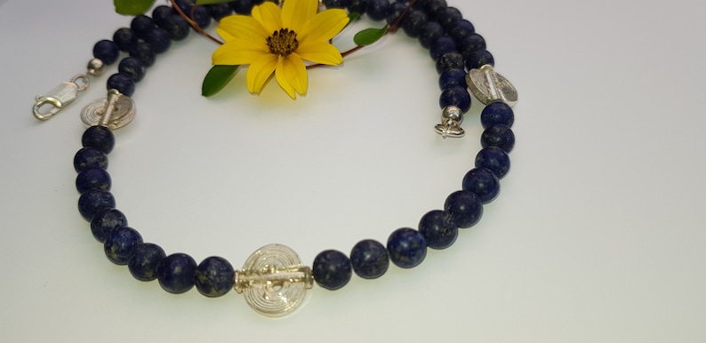 Lapis-Lazuli, matt, Kette, Halskette, Silber Bild 2