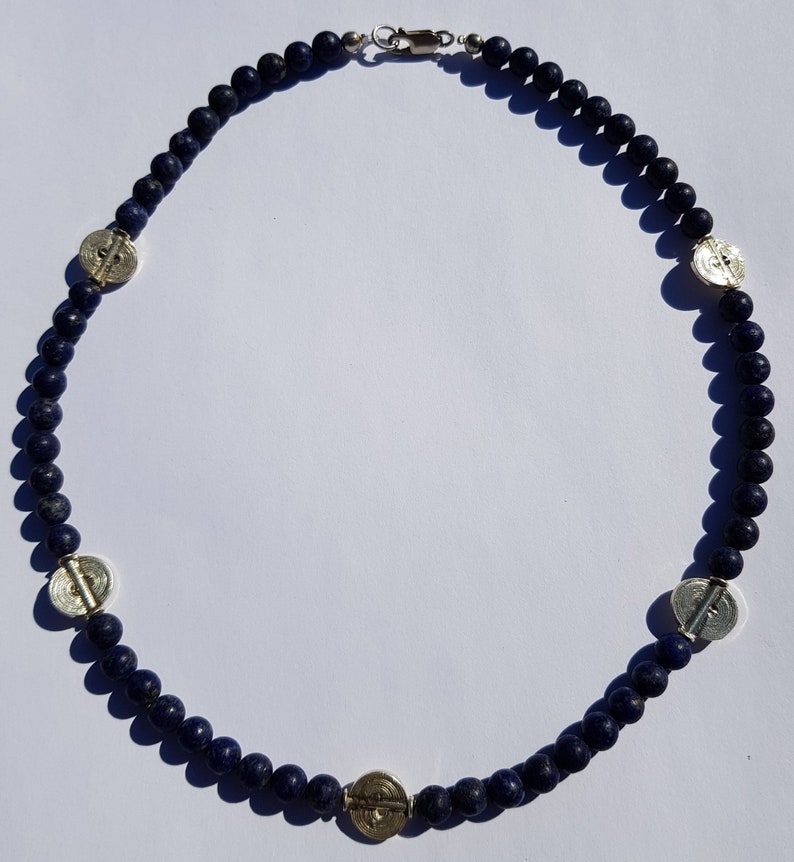 Lapis-Lazuli, matt, Kette, Halskette, Silber Bild 4