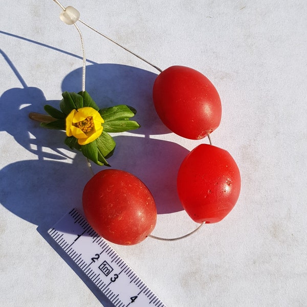 Red glass beads