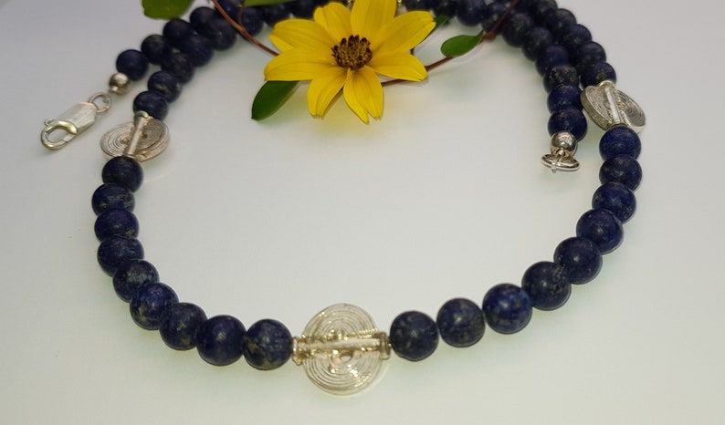 Lapis-Lazuli, matt, Kette, Halskette, Silber Bild 9