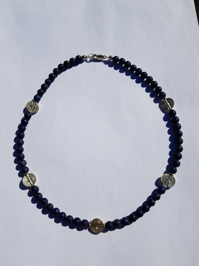 Lapis-Lazuli, matt, Kette, Halskette, Silber Bild 7