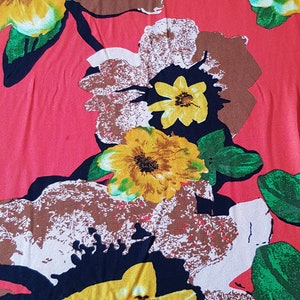 Ripped Floral Printed Fabric Viscose Jersey Sewed On Thin Polyester Jersey