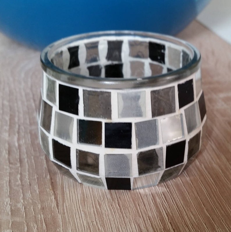 Photophore Candle Glass Jar Recycled With Mosaic Etsy