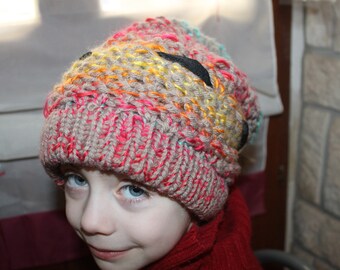 Hat knit knitting 2 in 1 multicolor