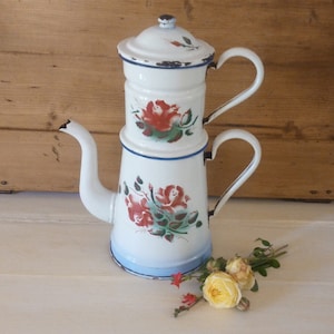Old coffee maker / old enamel coffee maker / vintage coffee maker / French vintage / French enamel coffee pot