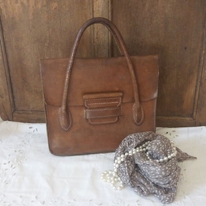 Sac vintage en cuir / couleur camel / sac en cuir marron des années 1960 / sacoche en cuir vintage / sac à main cuir vintage