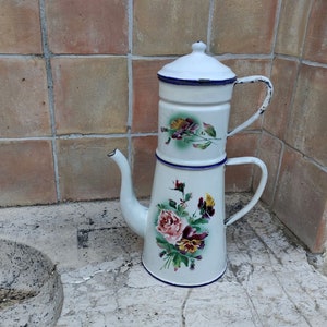 Japy enamelled metal coffee maker / vintage coffee maker / old double coffee maker / enamelled sheet metal coffee maker / vintage French