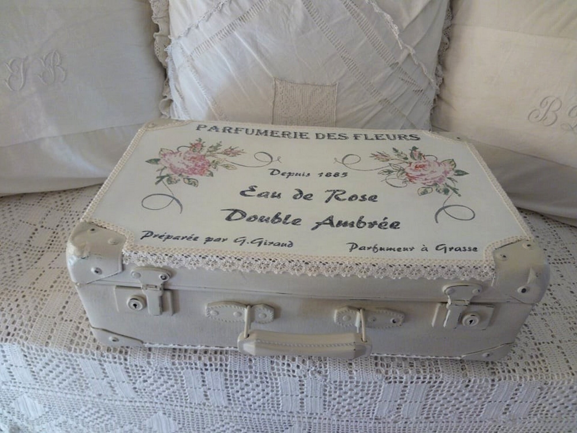 Valise Vintage Restaurée et Relookée/Décor Pub Ancienne Valise Français Malle Années 1950