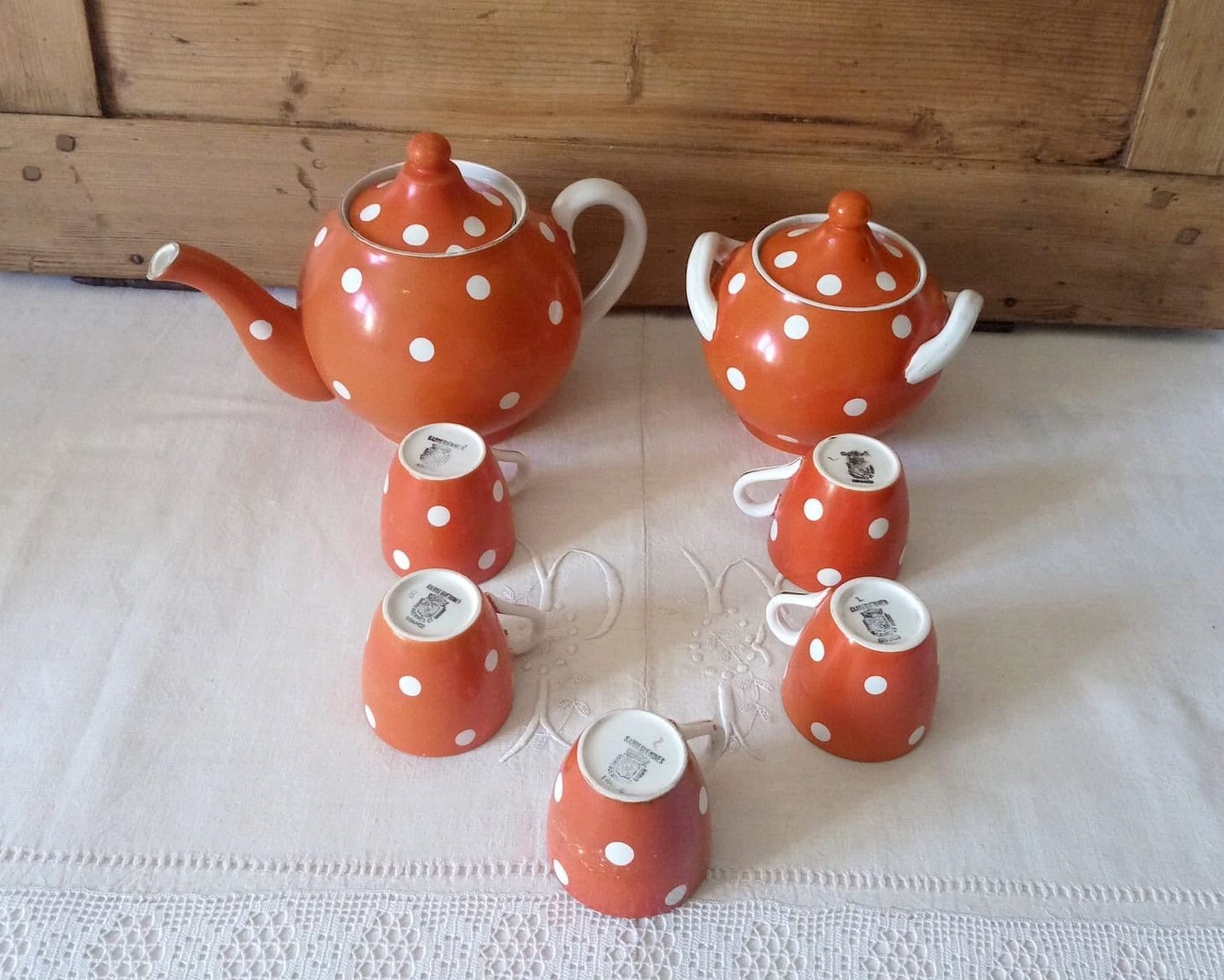 Service à Café Vintage/Service Digoin Sarreguemines Modèle Confetti Vaisselle Française Rétro