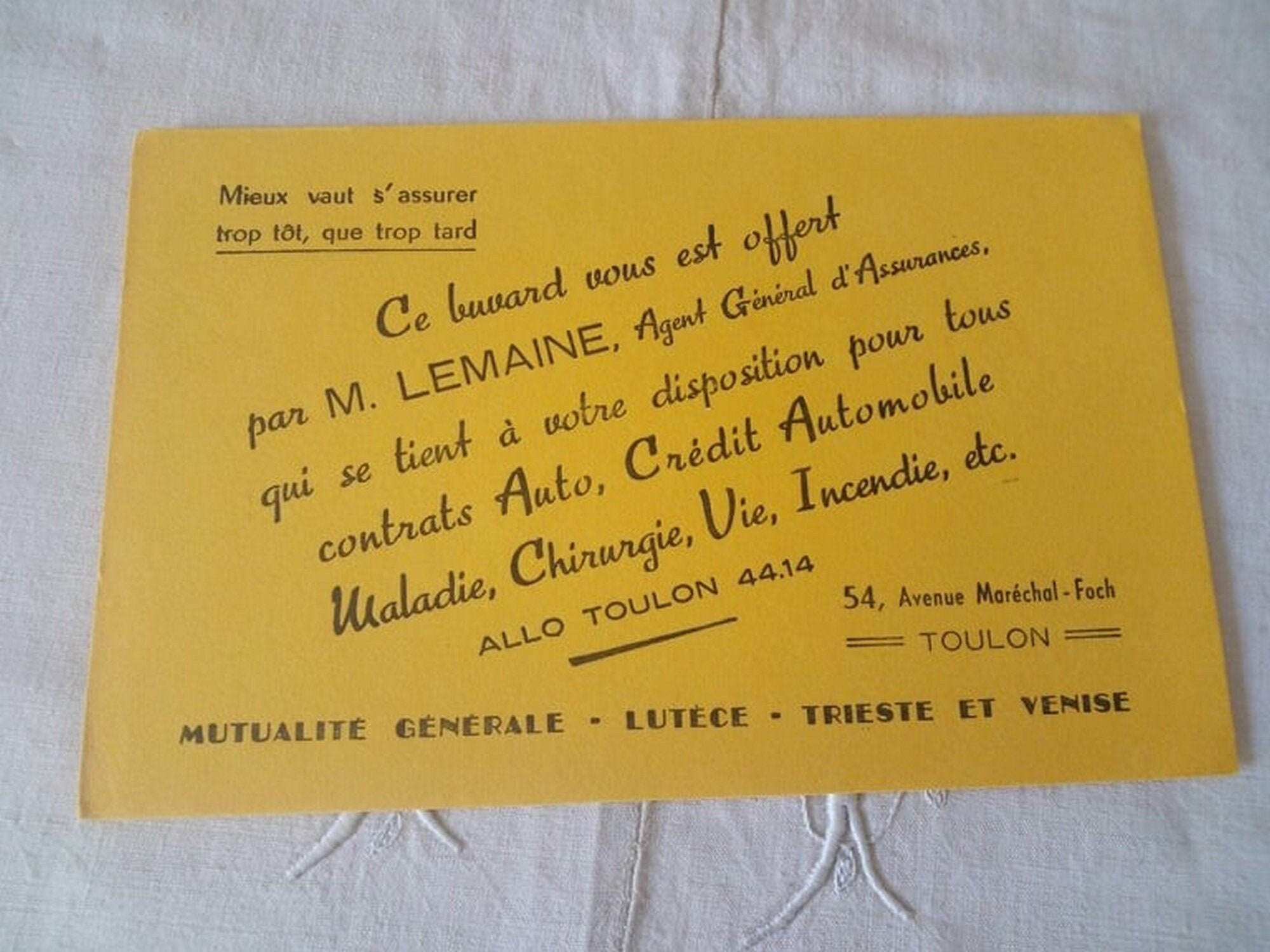 Pub Vintage Des Années 1950/Pub Ancienne Buvard Vintage