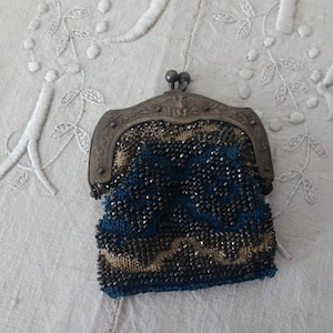 1900s coin purse / antique metal mesh coin purse / antique silver metal coin purse