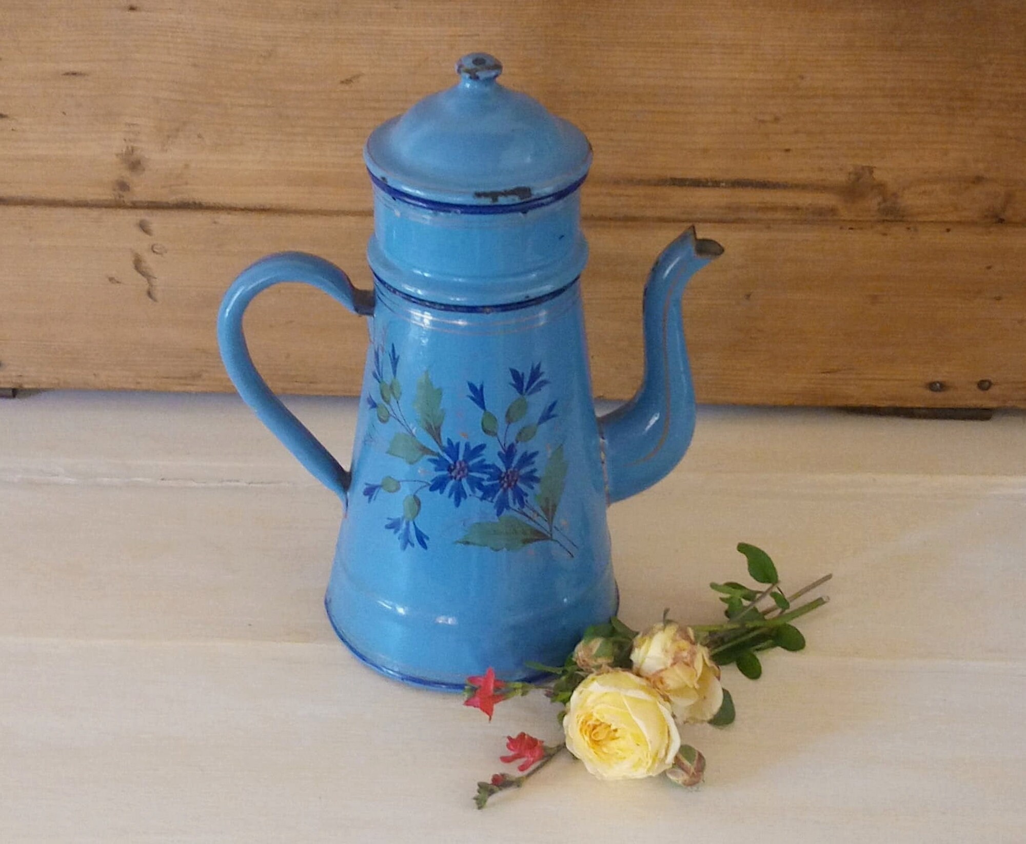 Cafetière Ancienne/Cafetière Émaillée Vintage Français Enamel French Coffee Pot