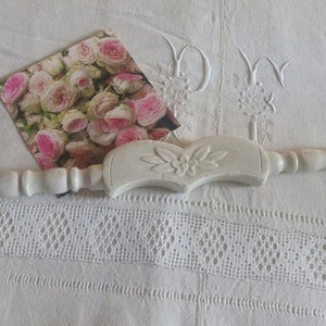 Decorative element of carved wooden furniture / old carved wood / vintage wooden frieze / patinated shabby pediment