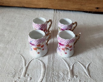 Tasses à liqueur anciennes en porcelaine / service à liqueur shabby chic / vintage français / vaisselle vintage shabby