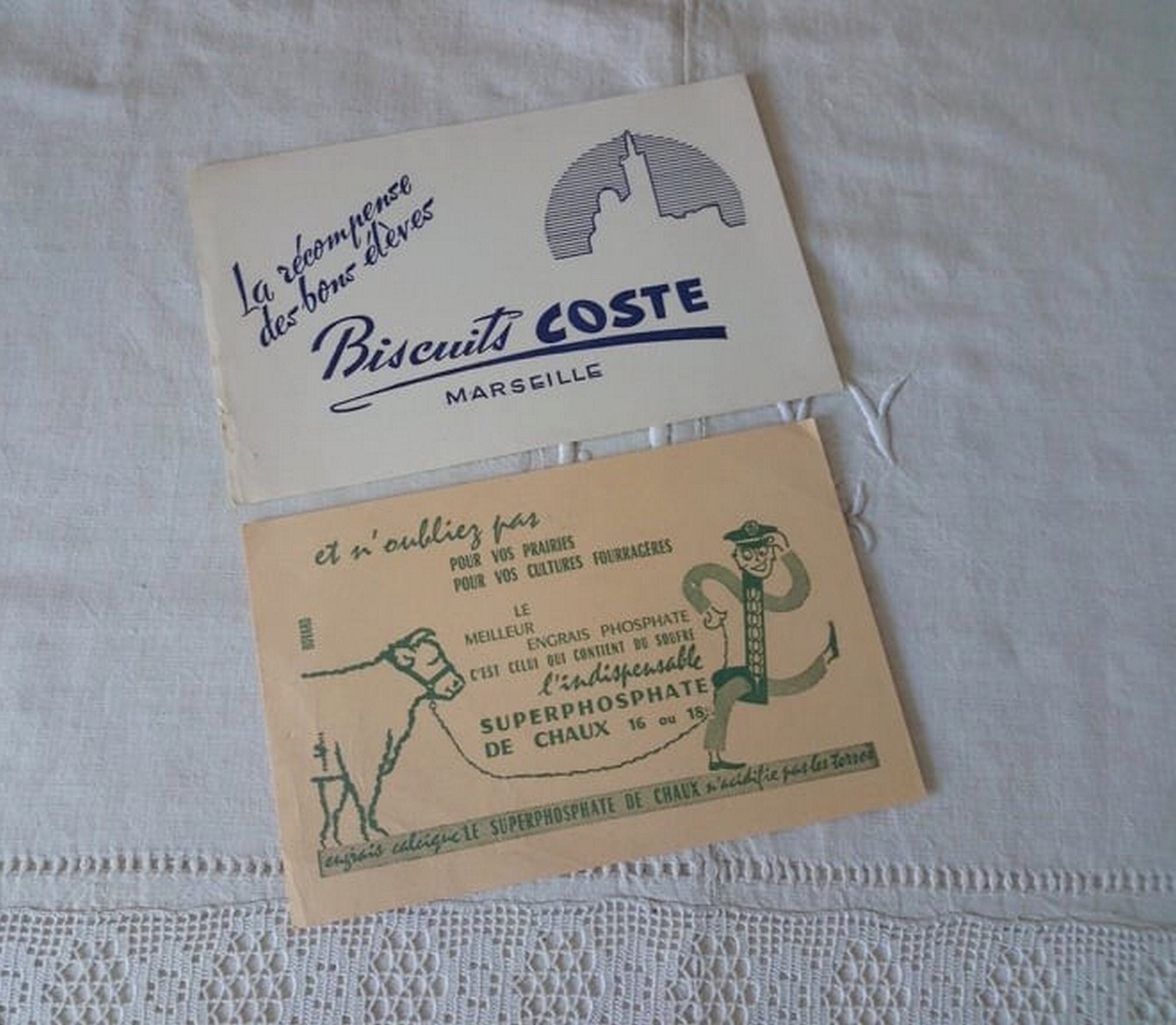 Lot de 2 Pubs Vintage Des Années 1950/Pub Ancienne Buvard Vintage